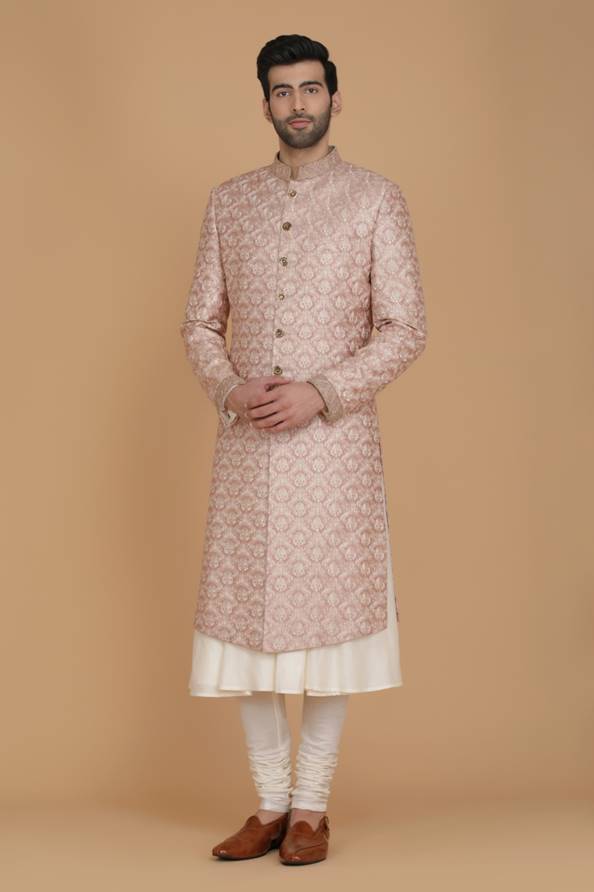 This Indowestern is highlighted by subtle off-white thread embroidery all across the body. Shop Now!