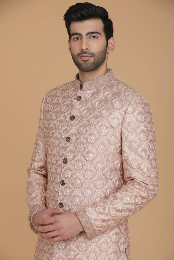 This Indowestern is highlighted by subtle off-white thread embroidery all across the body. Shop Now!